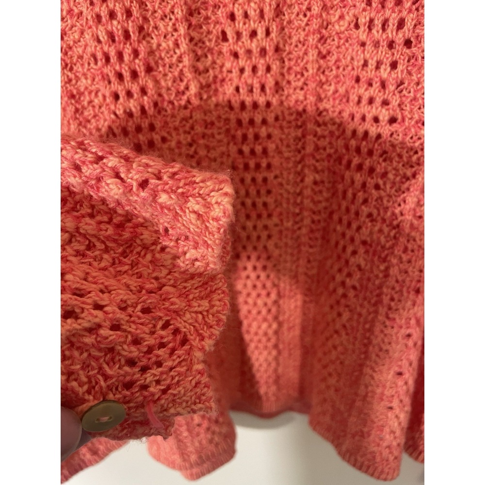 Sundance Coral Crochet Mixed Open Knit Cardigan M Cotton Quiet Luxury Preppy - Picture 9 of 10